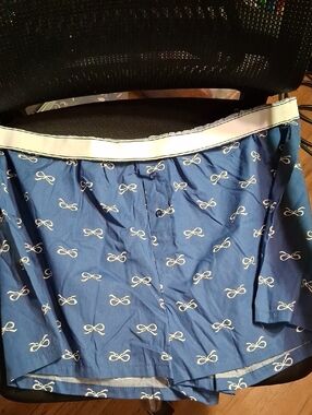 No Boundaries Blue Boxer Shorts with White Bow Print